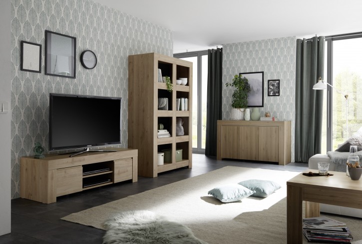 Wohnzimmer Set Fren in eiche TV-Schrank Element