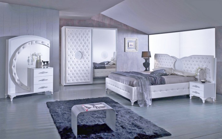 Schlafzimmer Anatalia in weiss silber modern