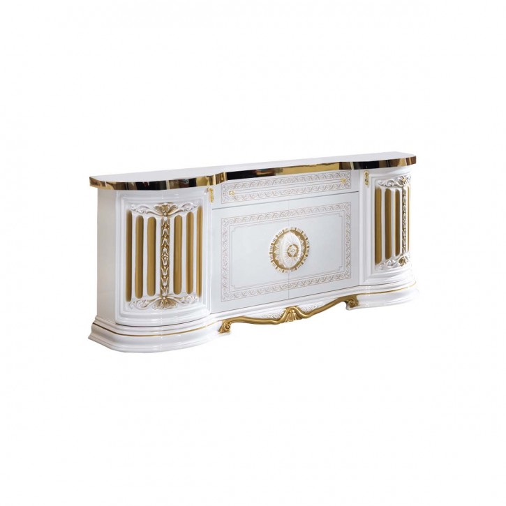 Sideboard Kommode Betty 4 trg in weiss gold Barock
