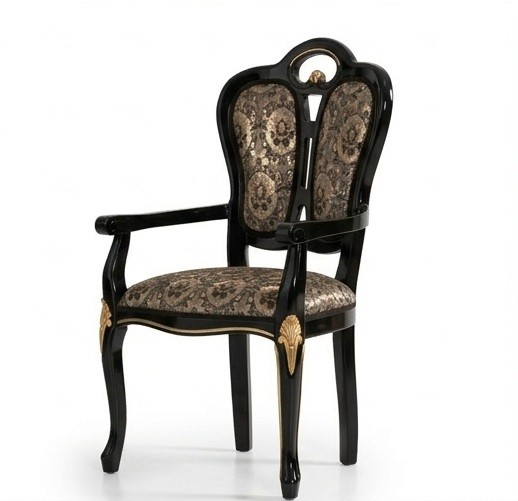 Stuhl Betty Giglio mit Armlehne in Schwarz Gold