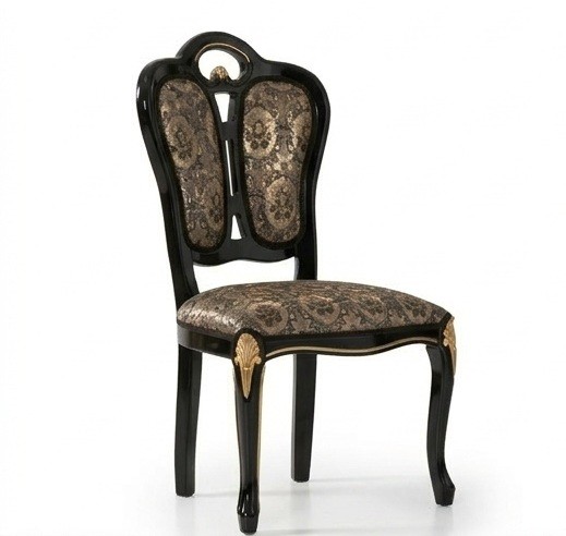 Stuhl Betty Giglio in Schwarz Gold Barock