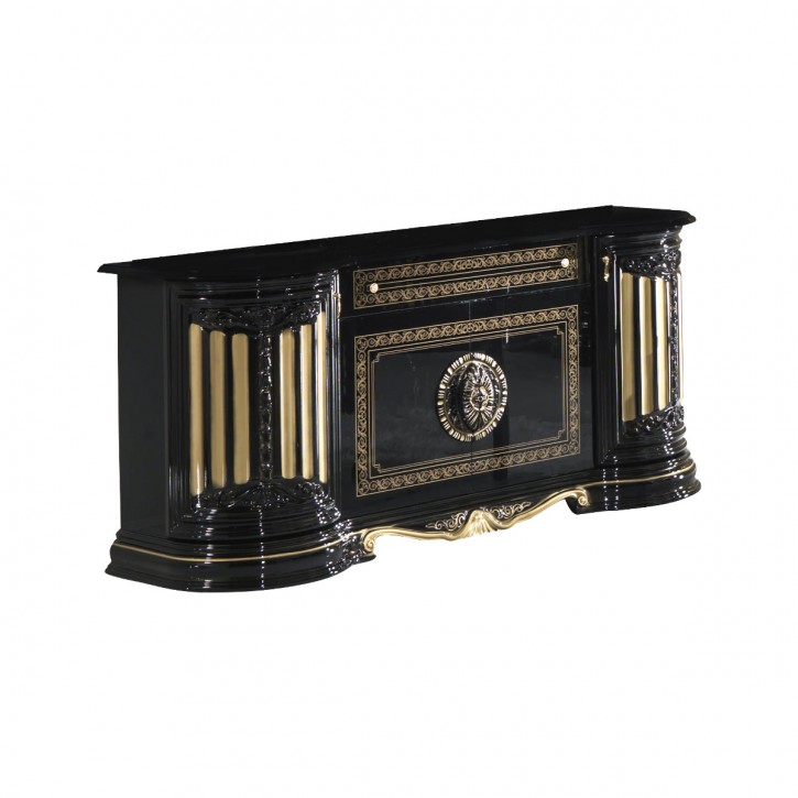 Anrichte Sidebord Betty 4-türig in Schwarz Gold
