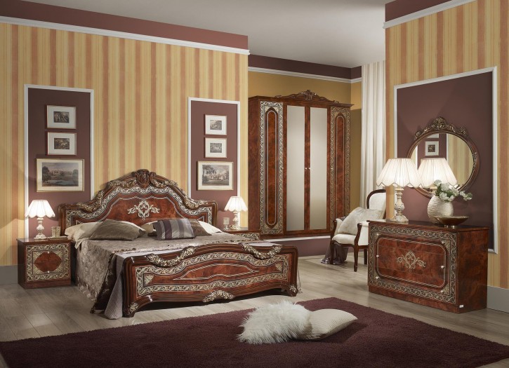 Schlafzimmer Set Elena in Walnuss Klassisch Design