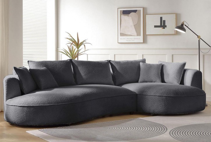 Ecksofa Venedik Hainbuche Teddystoff-Bezug in anthrazit