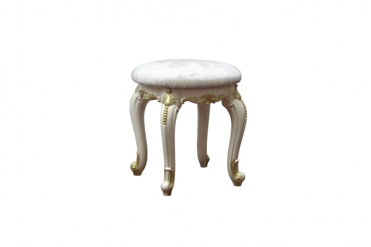 Barock Sitzhocker Adriana in Beige Teilmassiv
