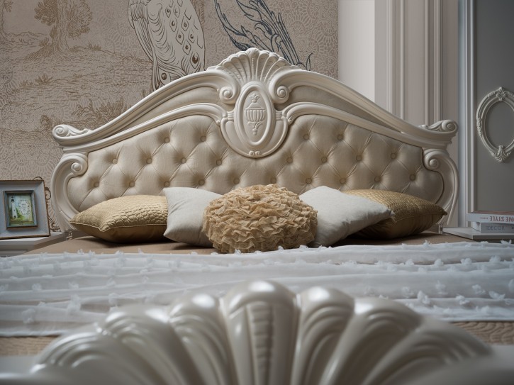 Bett Letizia in beige creme weiß Barock Design