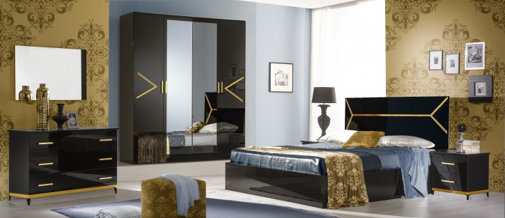 Schlafzimmer Elegance in schwarz gold