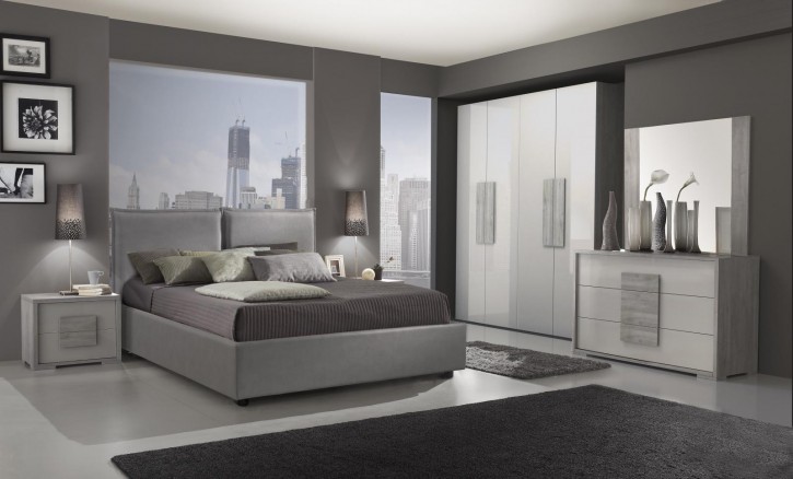 Schlafzimmer Lia 180x200 cm modern in grau creme