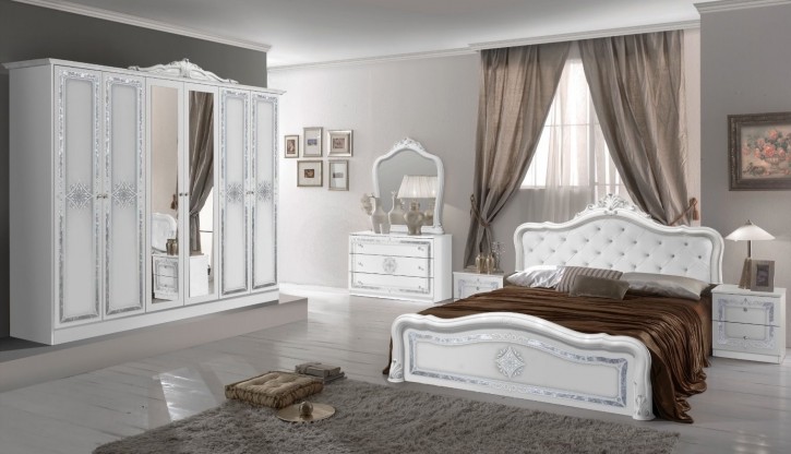 Schlafzimmer Lucy in weiss silber Barock