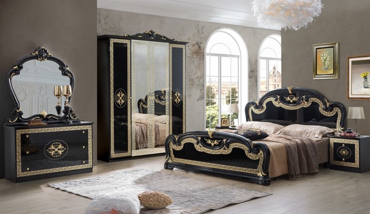 Schlafzimmer Paloma in schwarz gold Barock