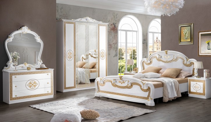 Schlafzimmer Paloma in weiss gold Barock