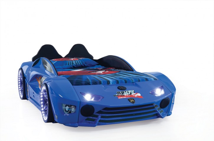 Autobett Turbo Drift Vollfunktion in Blau inkl Lattenrost LED USB und Sound