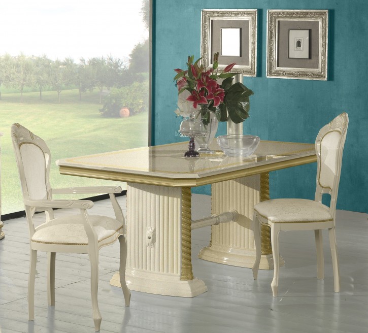 Esstisch New Venus mit 6 Stühlen in beige gold