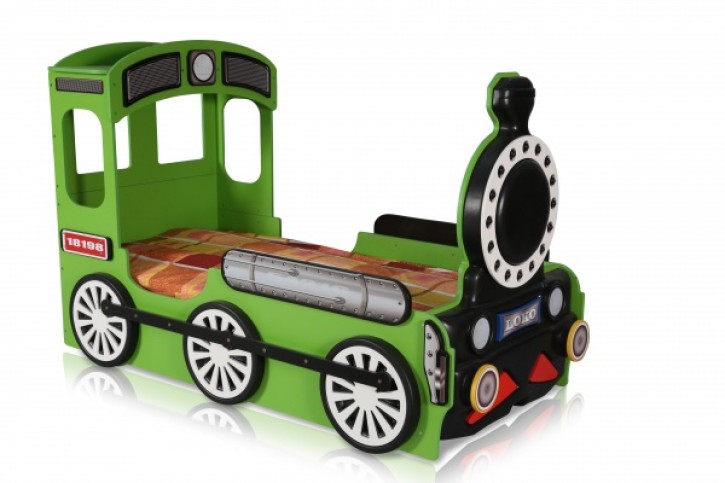 Lokomotive Kinderbett inklusive Matratze verschiedene Farben