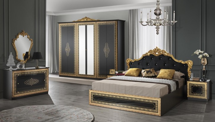 Schlafzimmer Anett  in schwarz gold königlich