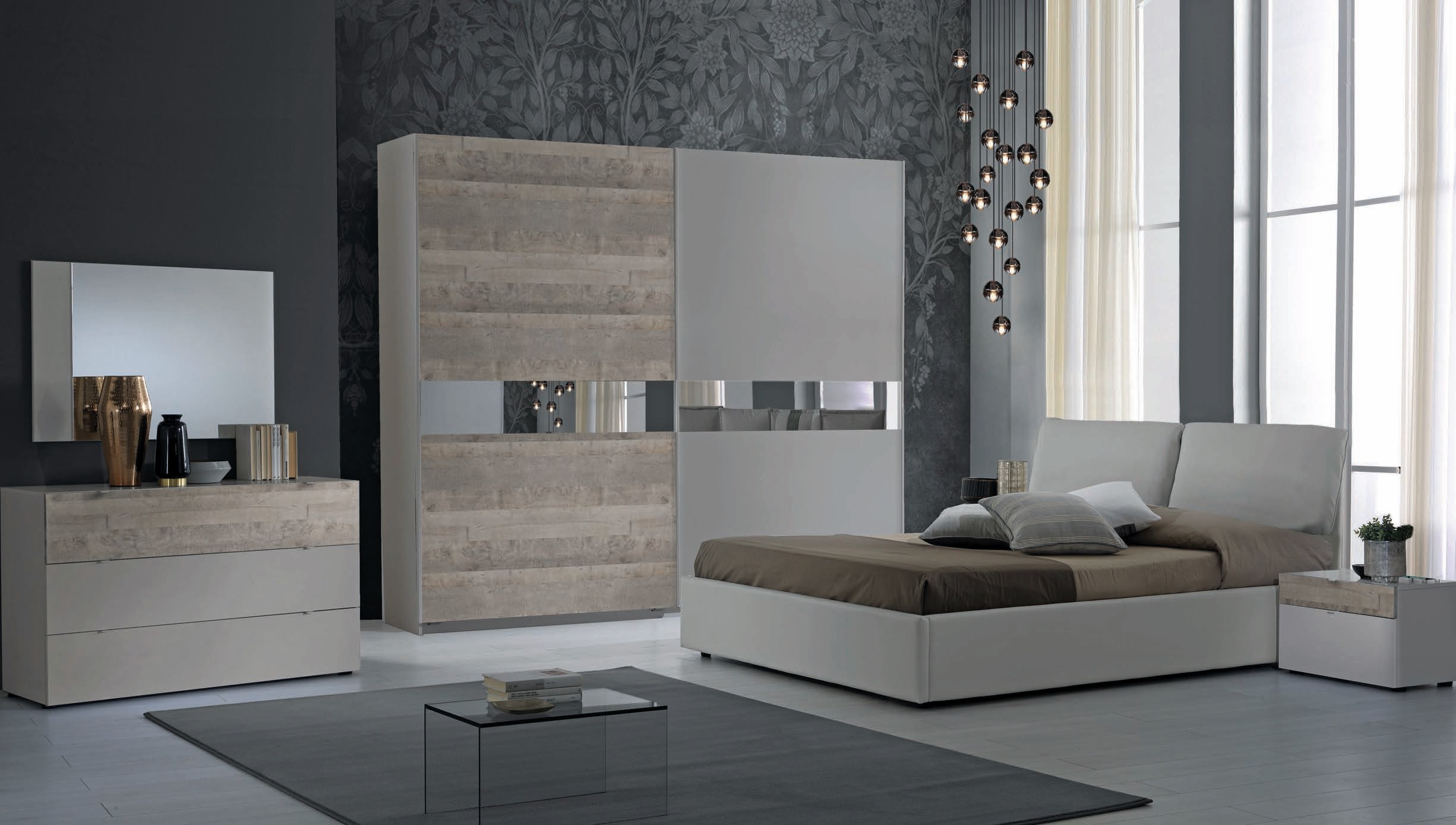 Schlafzimmer Set Agata in Grau Braun Modern Design