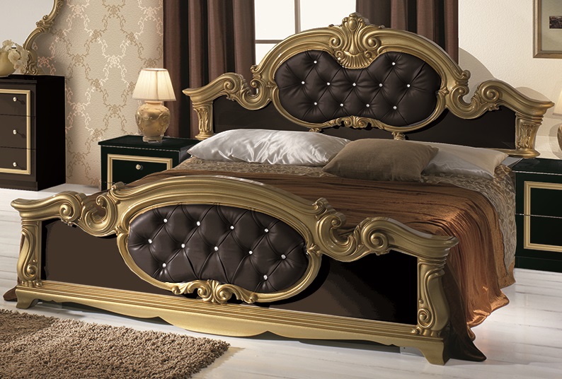 Schlafzimmer Set Barocco 7 Teilig In Schwarz Gold 160x200 Cm