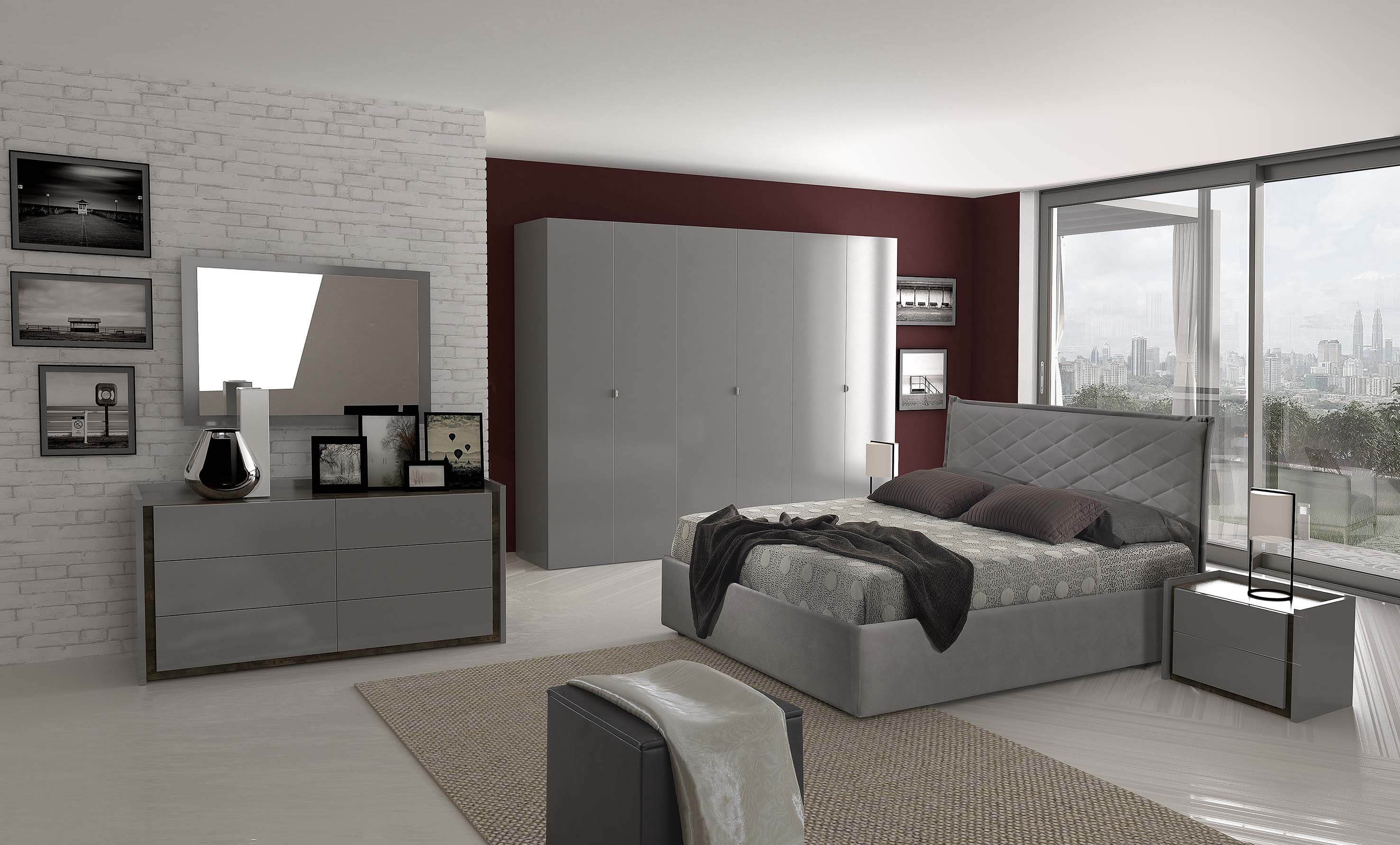Schlafzimmer Set Valencia Modern 160x200 Cm Mit Schrank 6 Turig Ohne Kommode Und Spiegel